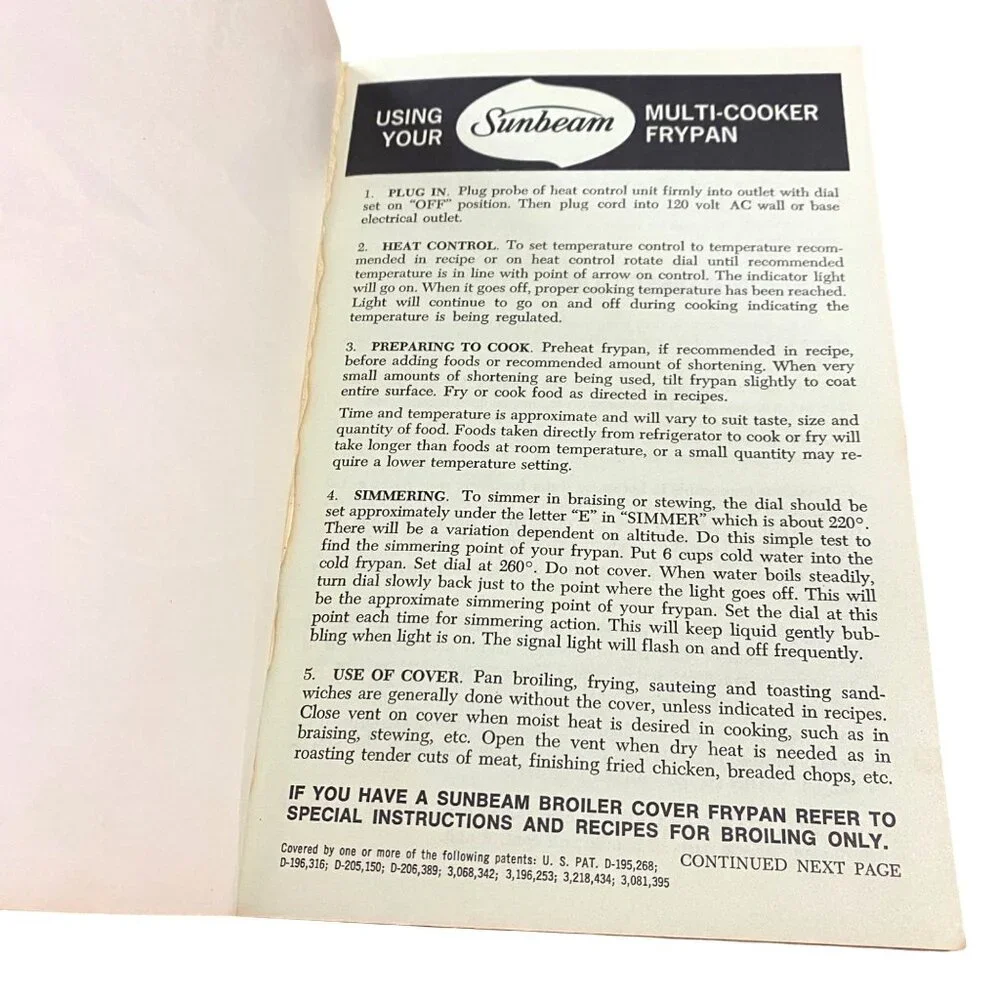 Vintage 70s Sunbeam Portable Electric‎ Cookery Book Multi Cooker Frypan Recipes